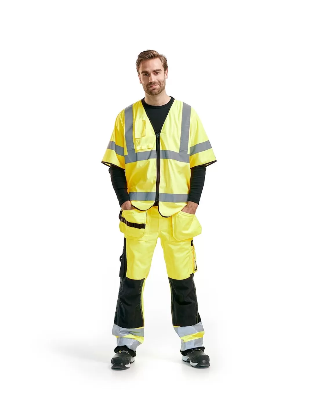 Hot Gilet De Signalisation Zippé Multi-poches EN20471 3023 Blaklader Gilet Haute Visibilite
